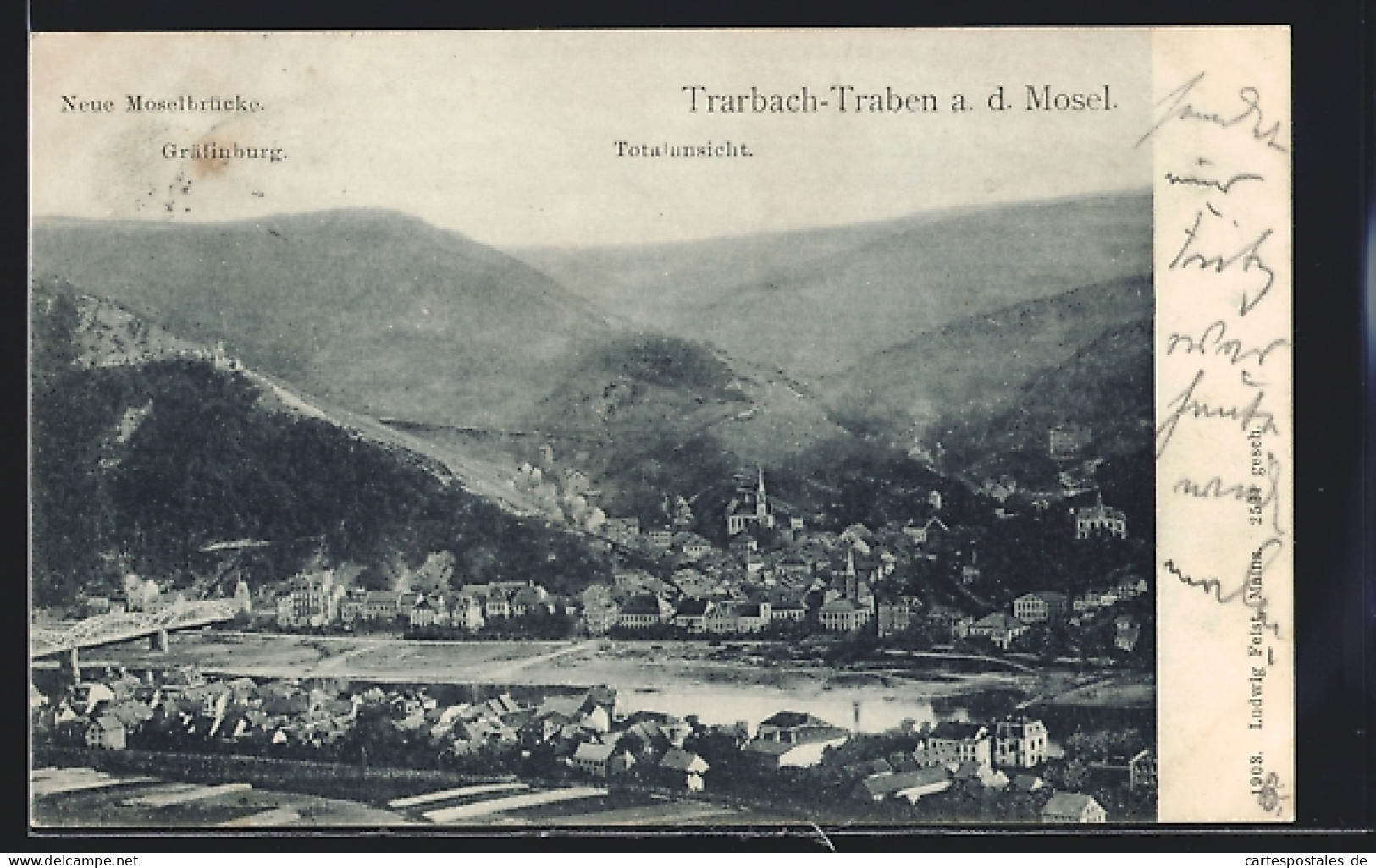 AK Trarbach-Traben A. D. Mosel, Ansicht Mit Gräfinburg Und Neuer Moselbrücke  - Traben-Trarbach
