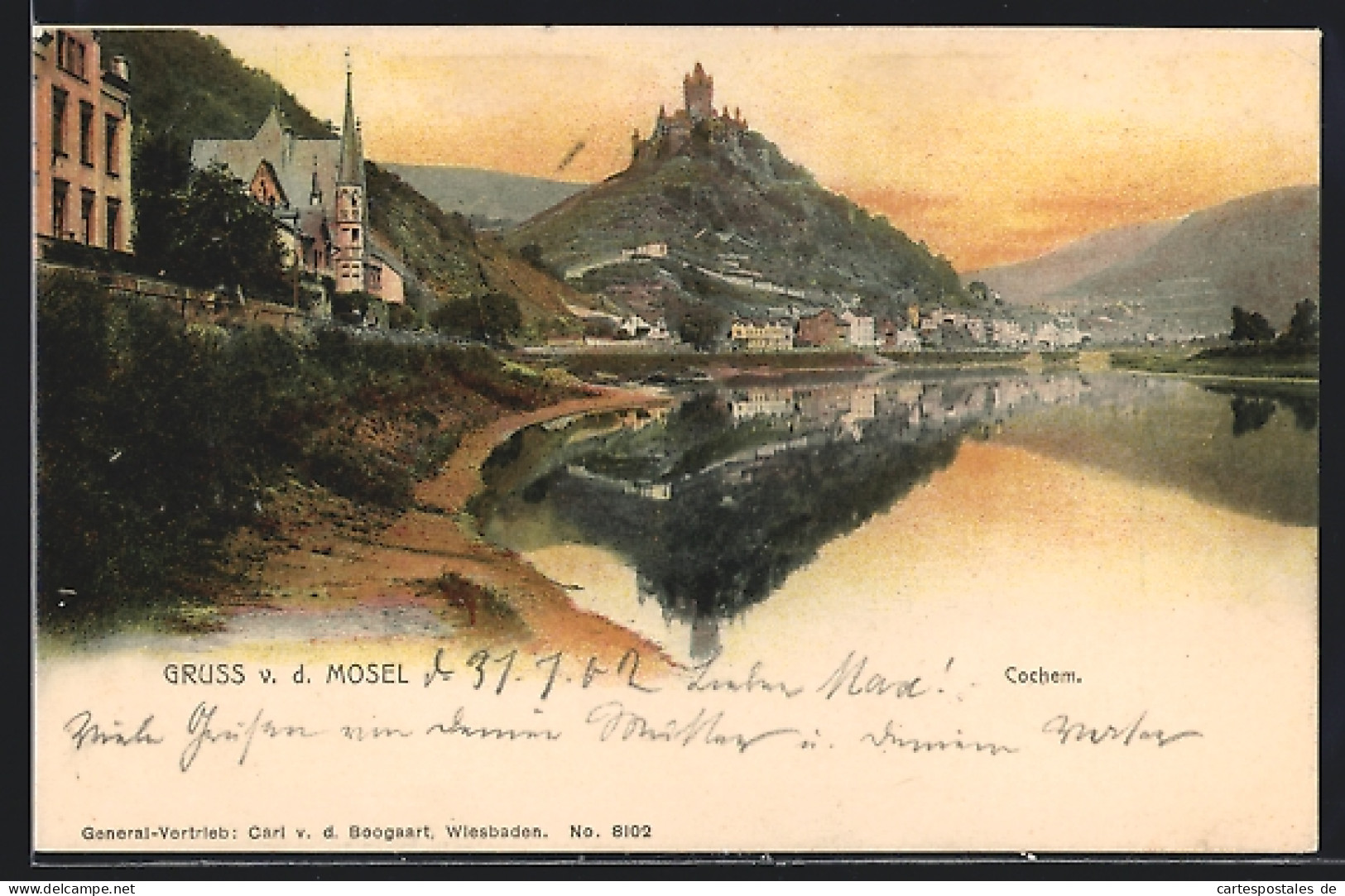 AK Cochem, Blick Von Der Mosel Auf Das Schloss  - Cochem