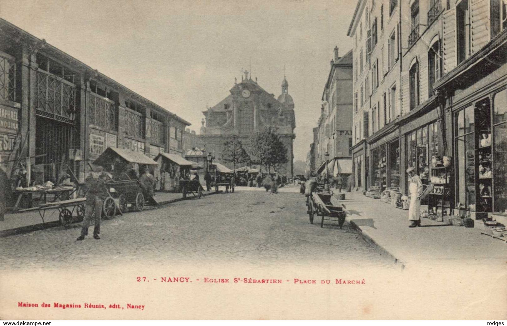 54 , Cpa NANCY , 27 , Eglise St Sébastien , Place Du Marché   (14674.V24) - Nancy