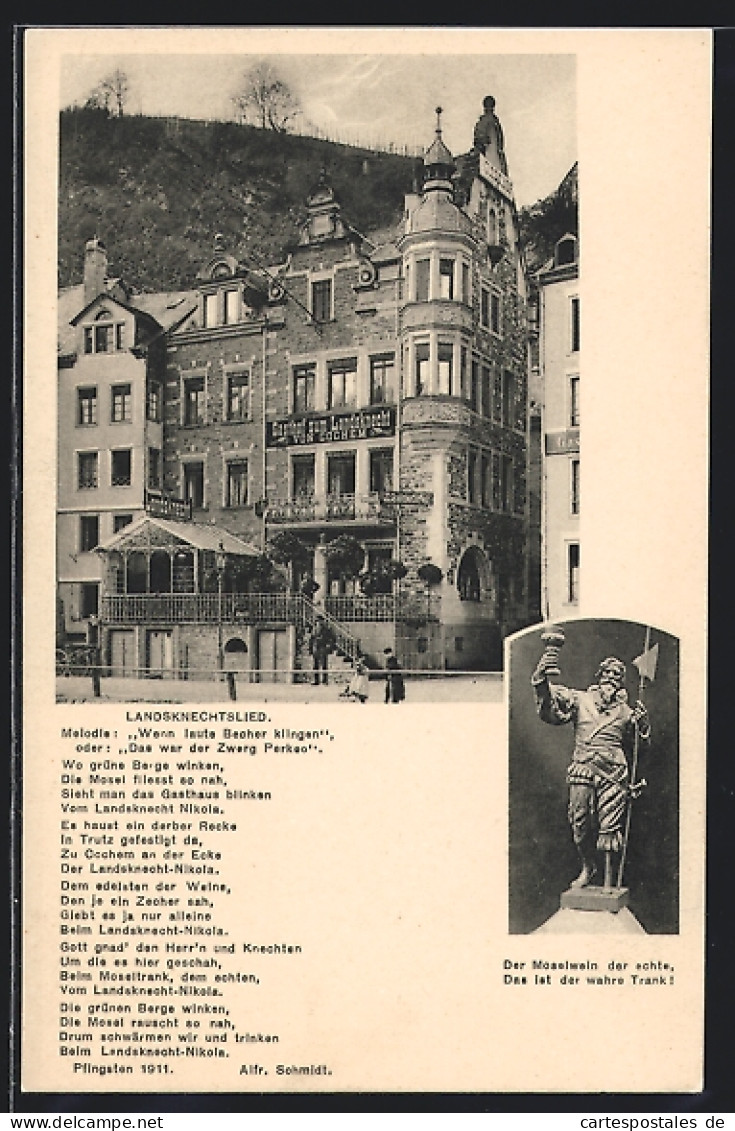 AK Cochem, Hotel Zum Landsknecht, Besitzer: Paul Nicolay  - Cochem