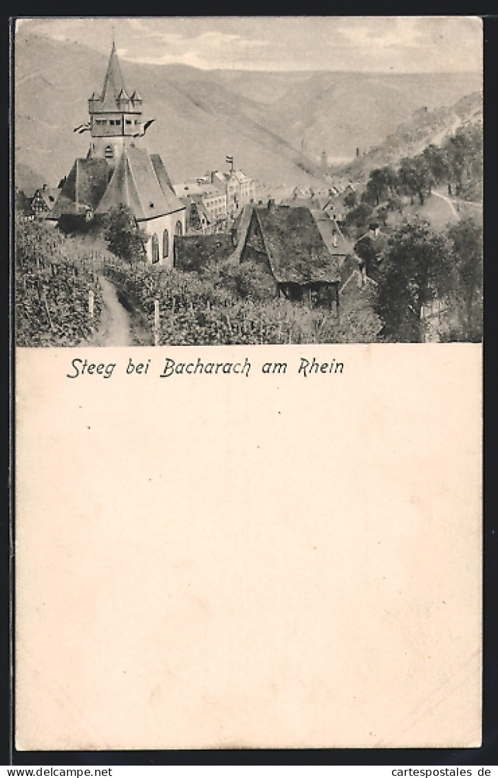 AK Steeg Bei Bacharach, Panorama Mit Kirche  - Bacharach
