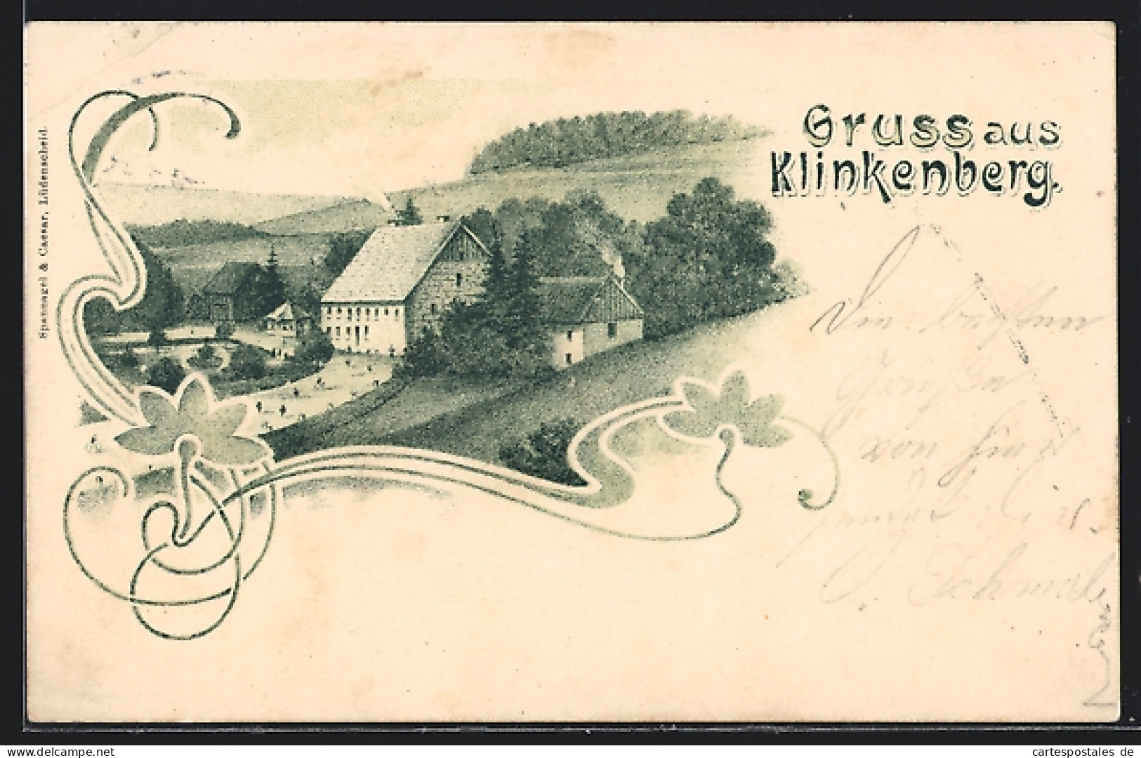 Künstler-AK Lüdenscheid, Gasthaus Klinkenberg, Ortspartie Mit Strasse  - Lüdenscheid