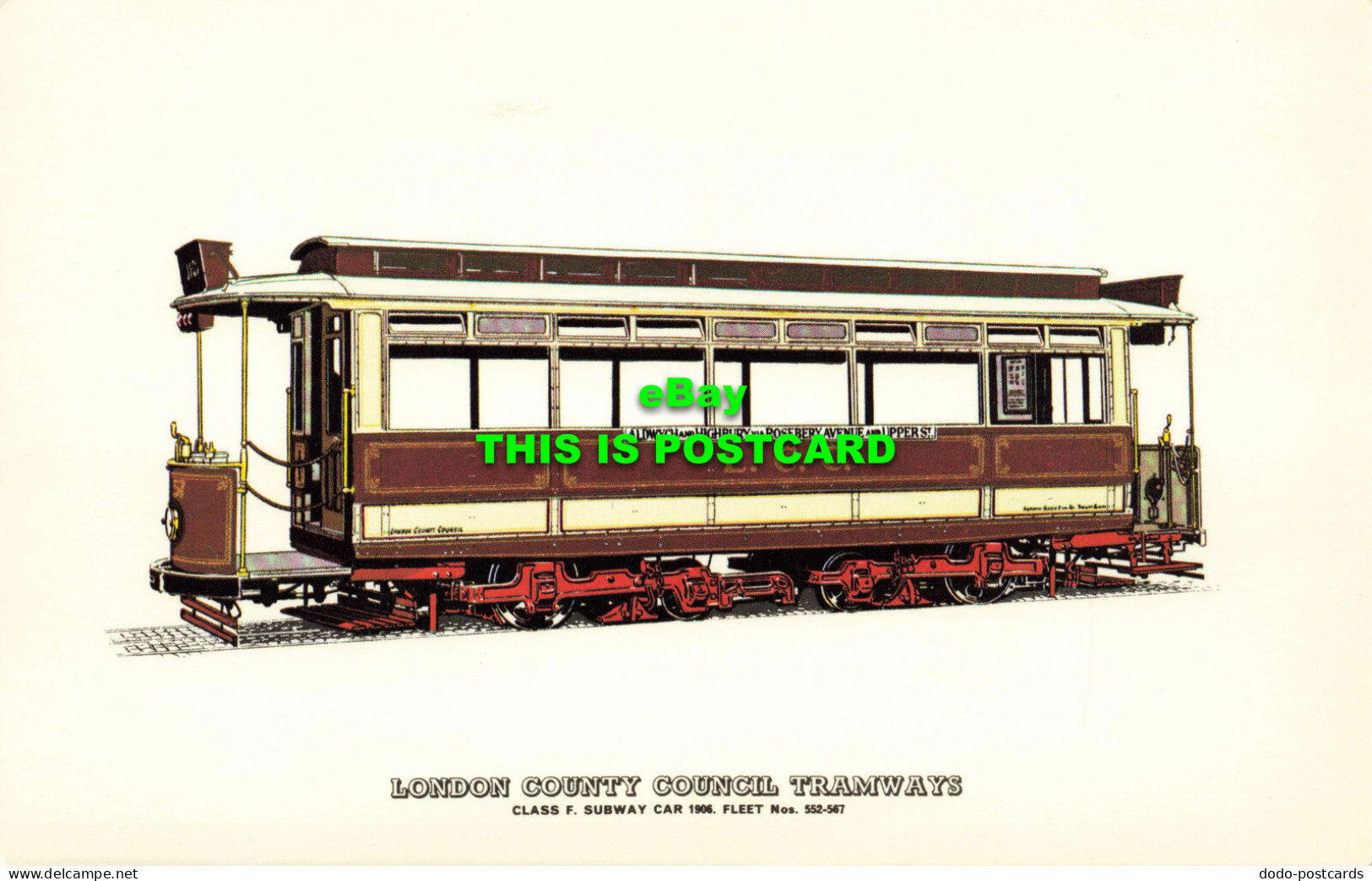 R570985 London County Council Tramways. Class F. Subway Car 1906. Tramcyclopaedi - Other & Unclassified