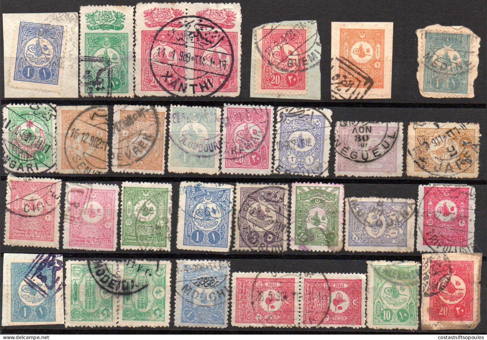 3002.TURKEY .28 OLD POSTMARKS LOT. 5 SCANS - Usati