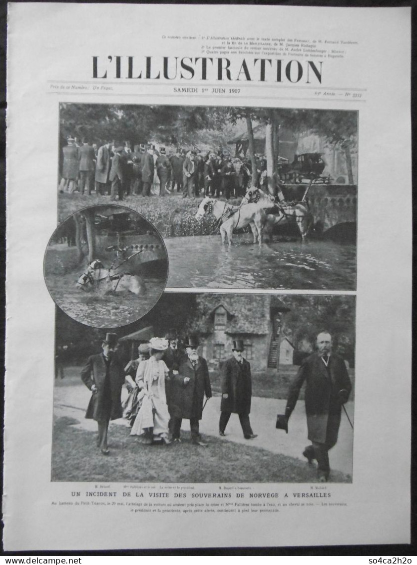 L'ILLUSTRATION N°3353 1/06/1907 L'écroulement Du Phare De La Courbe; Le Roi Et La Reine De Norvège à Paris - L'Illustration