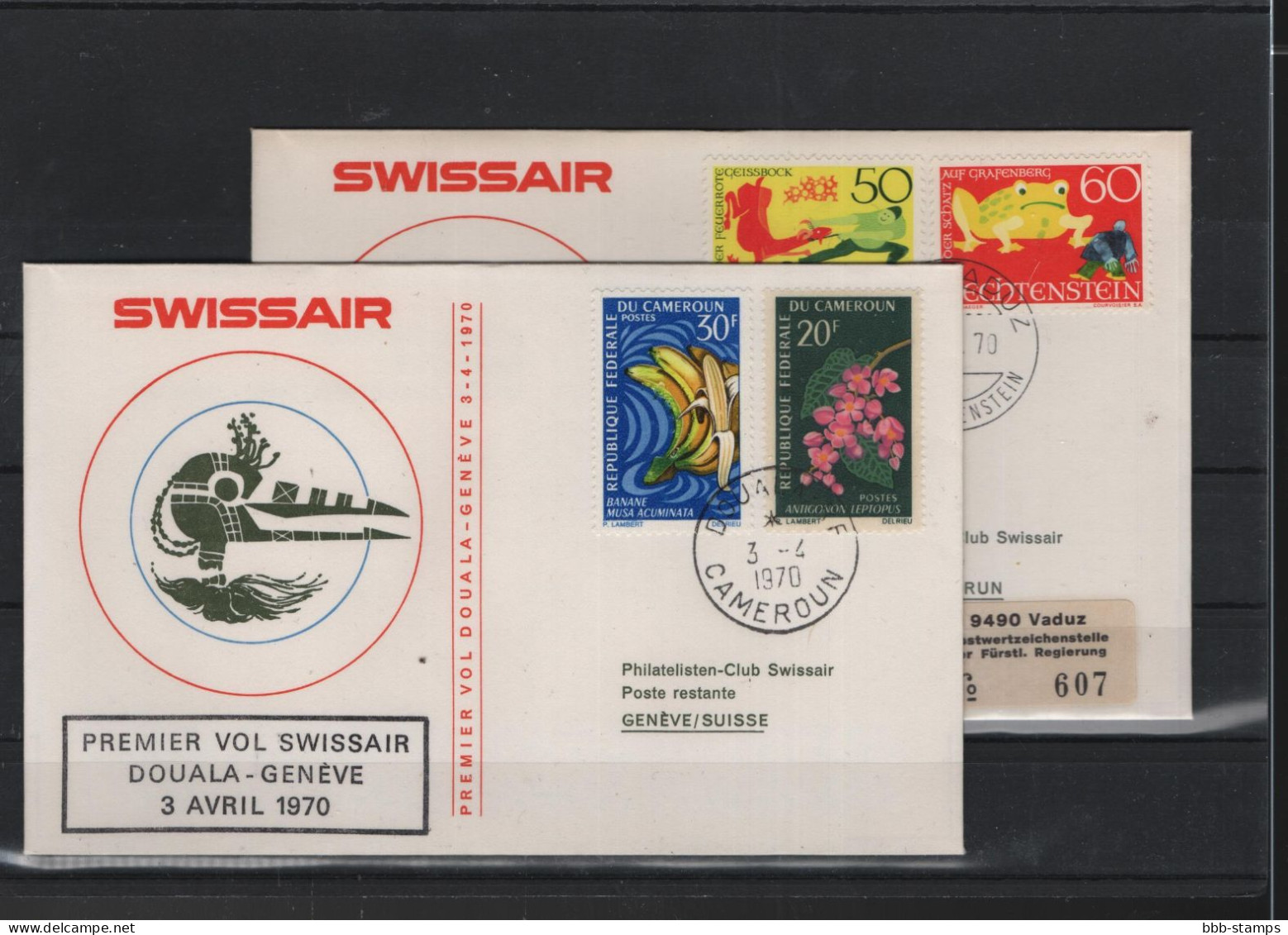 Schweiz Luftpost FFC Swissair 2.4.1970 Genf - Duala VV - Primi Voli