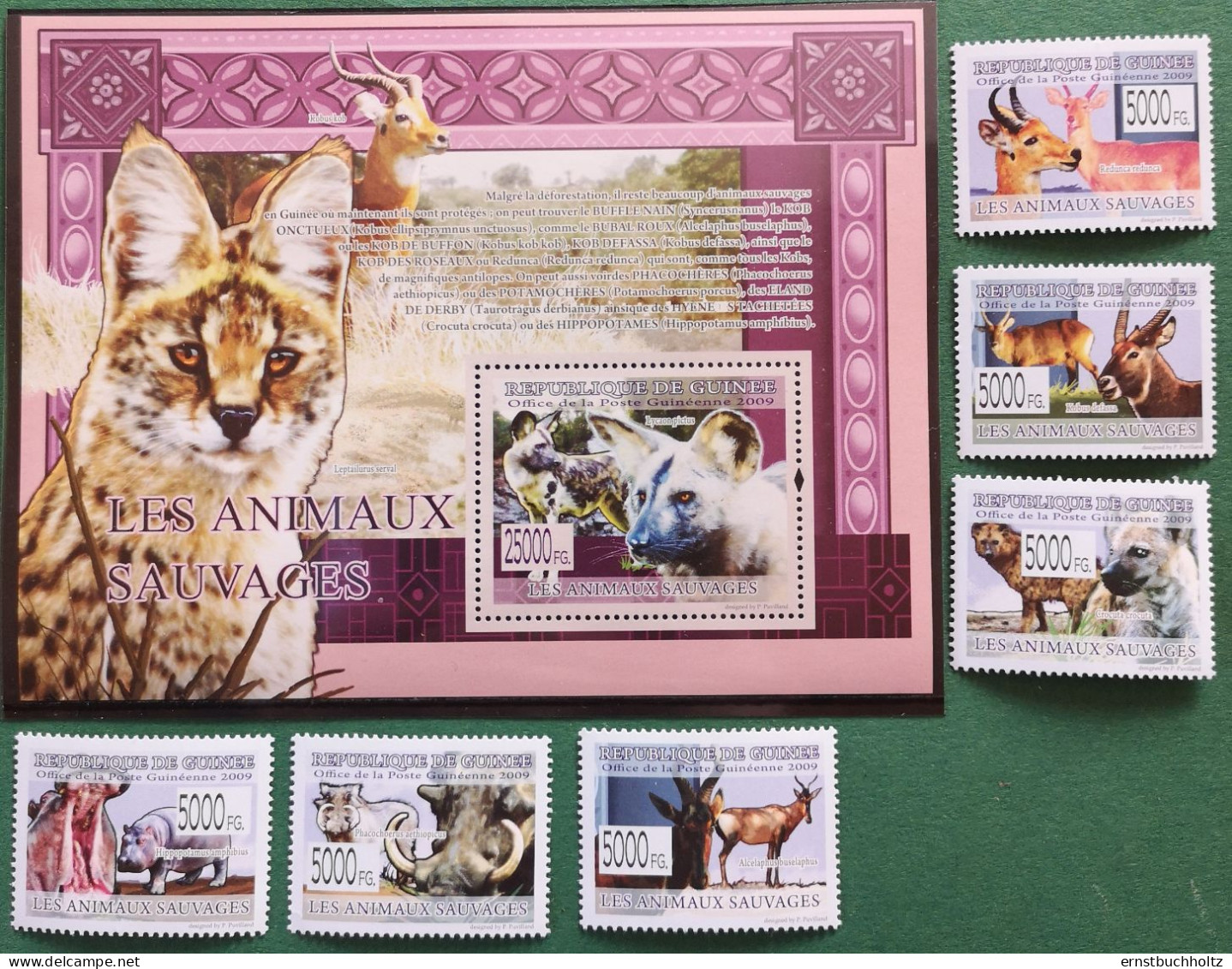 Guinea 2009 Les Animaux Sauvages Wildtiere 6v** + Block 1v** - Guinea (1958-...)