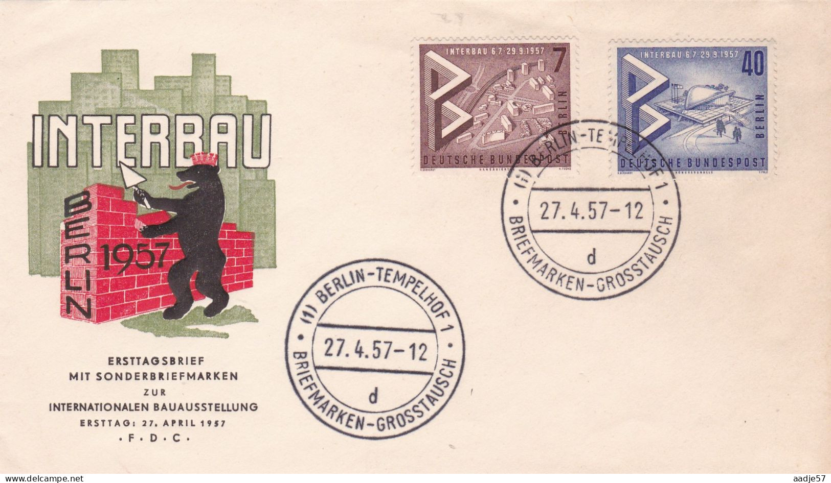 Berlin FDC 1957 Mi-Nr.160 + - 162 Internationale Bau-Ausstellung Interbau Berlin - 1948-1970