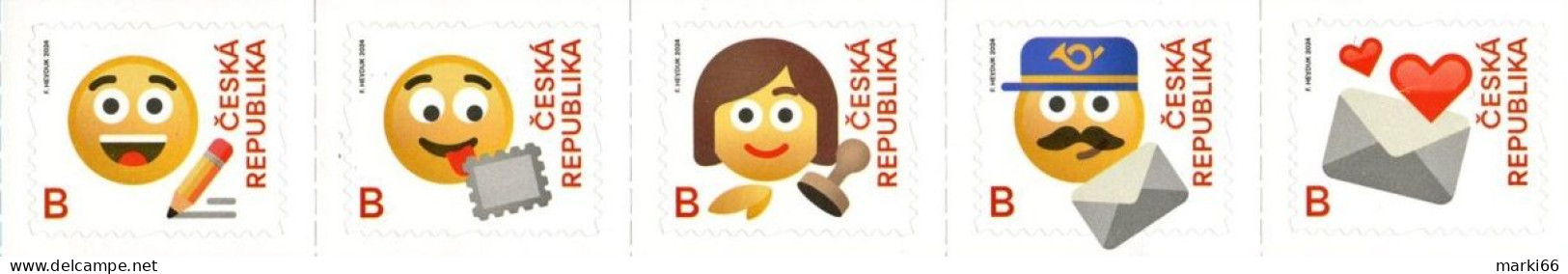 Czech Republic - 2024 - Emoji - Story Of The Letter - Mint Self-adhesive Stamp Set - Ongebruikt