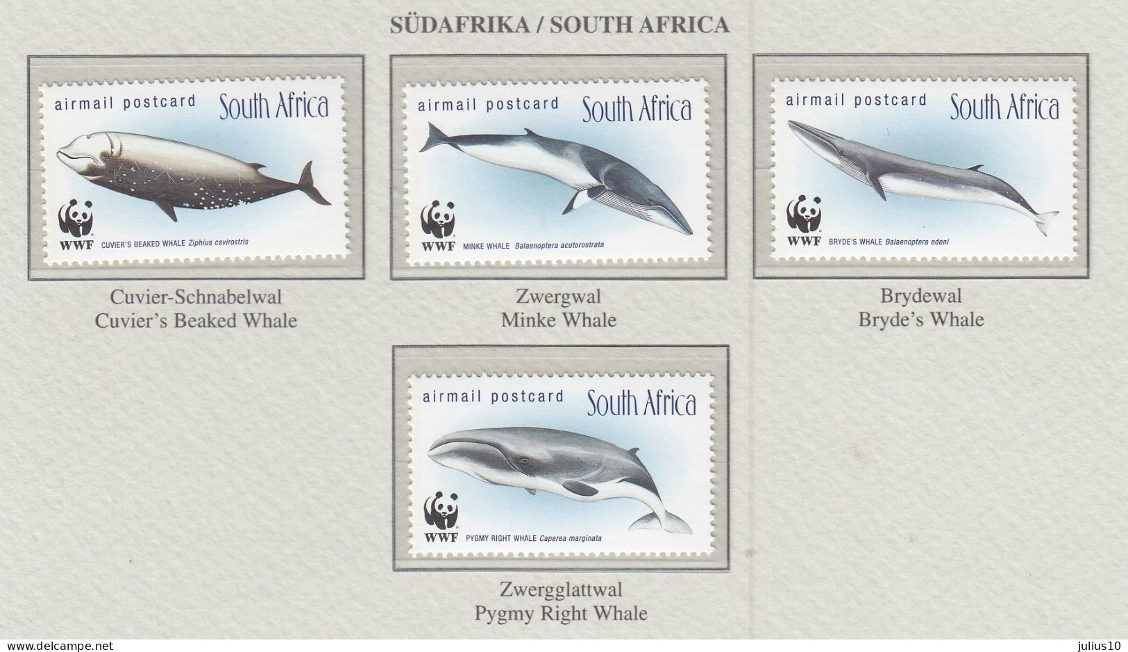 SOUTH AFRICA 1998 WWF Whales Mi 1177-1180 MNH(**) Fauna 585 - Baleines
