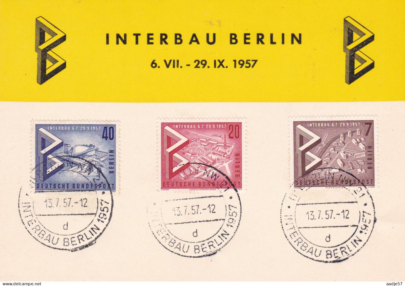 Berlin FDC 1957 Mi-Nr.160 /162 Internationale Bau-Ausstellung Interbau Berlin Card - 1948-1970