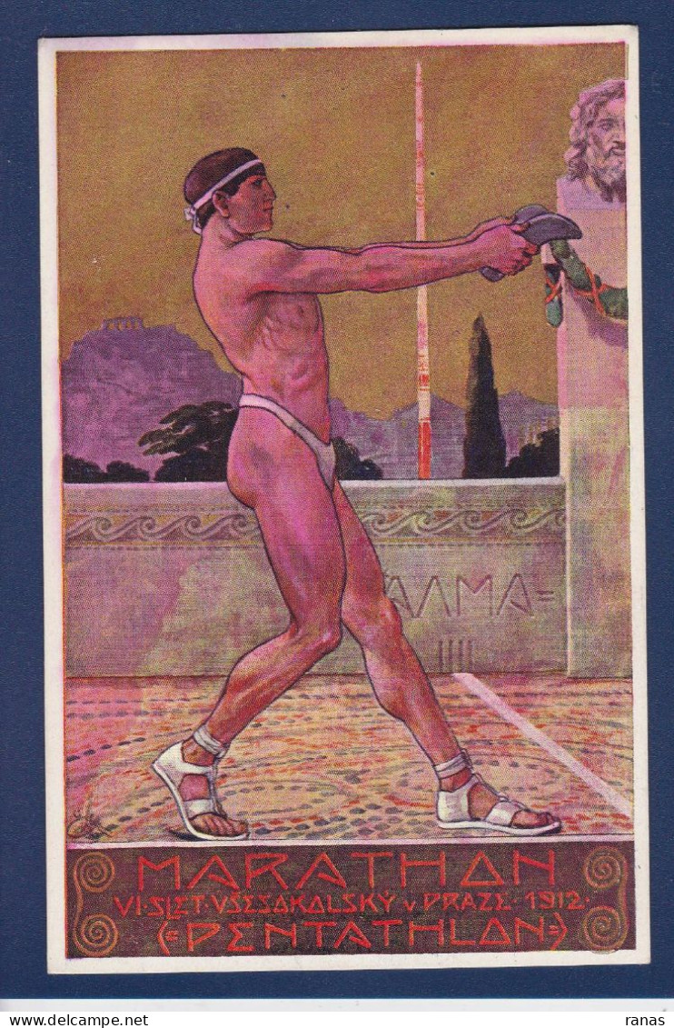 CPA Tchéquie Prague Praha Marathon Sport 1912 Force Beauté Non Circulée - Czech Republic