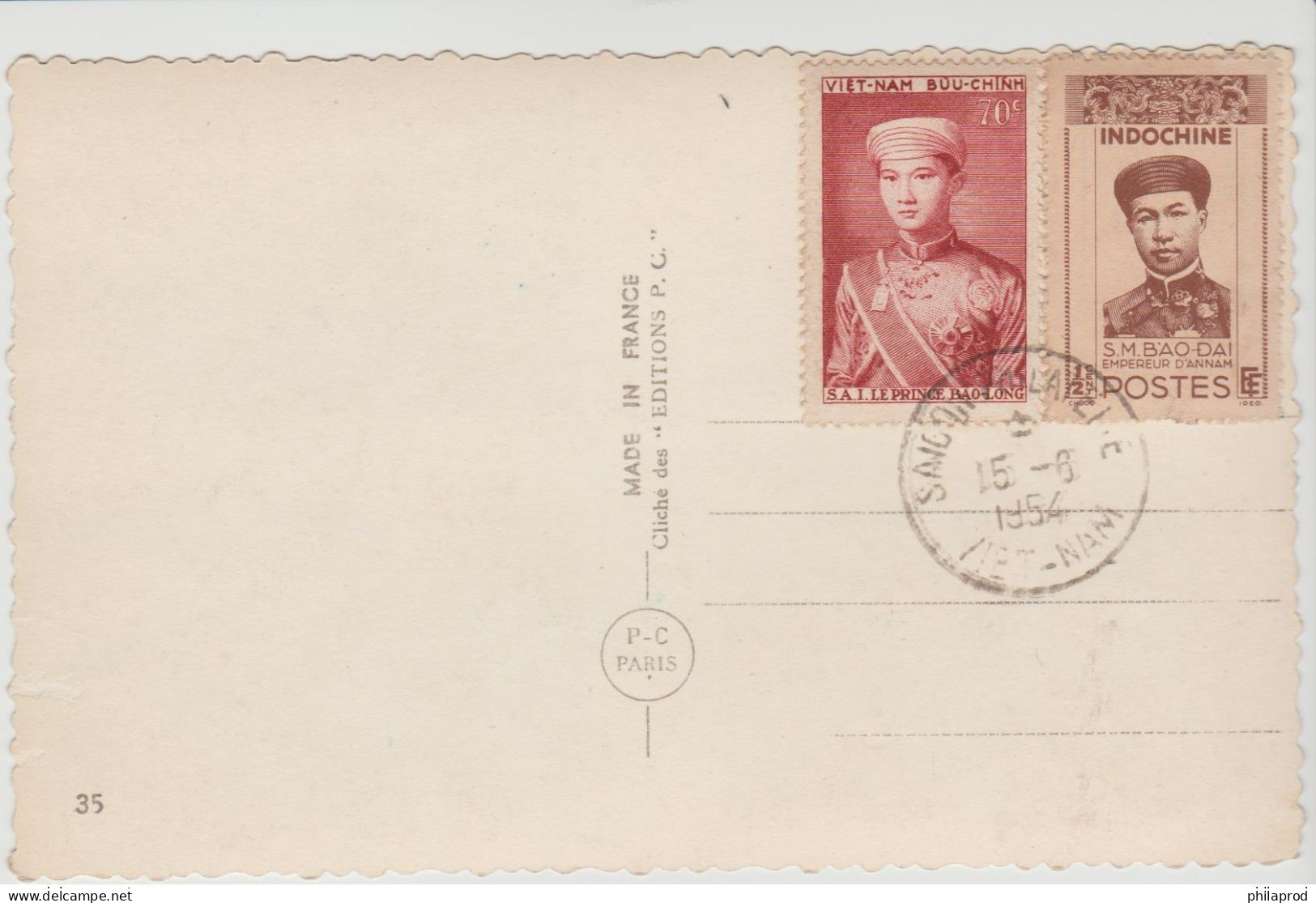 VIETNAM PRINCE BAO LONG Cachet Date "First Day Cover" 15/6/1954  + EMPEREUR BAO DAI -ON  POSTCARD   RARE - Viêt-Nam