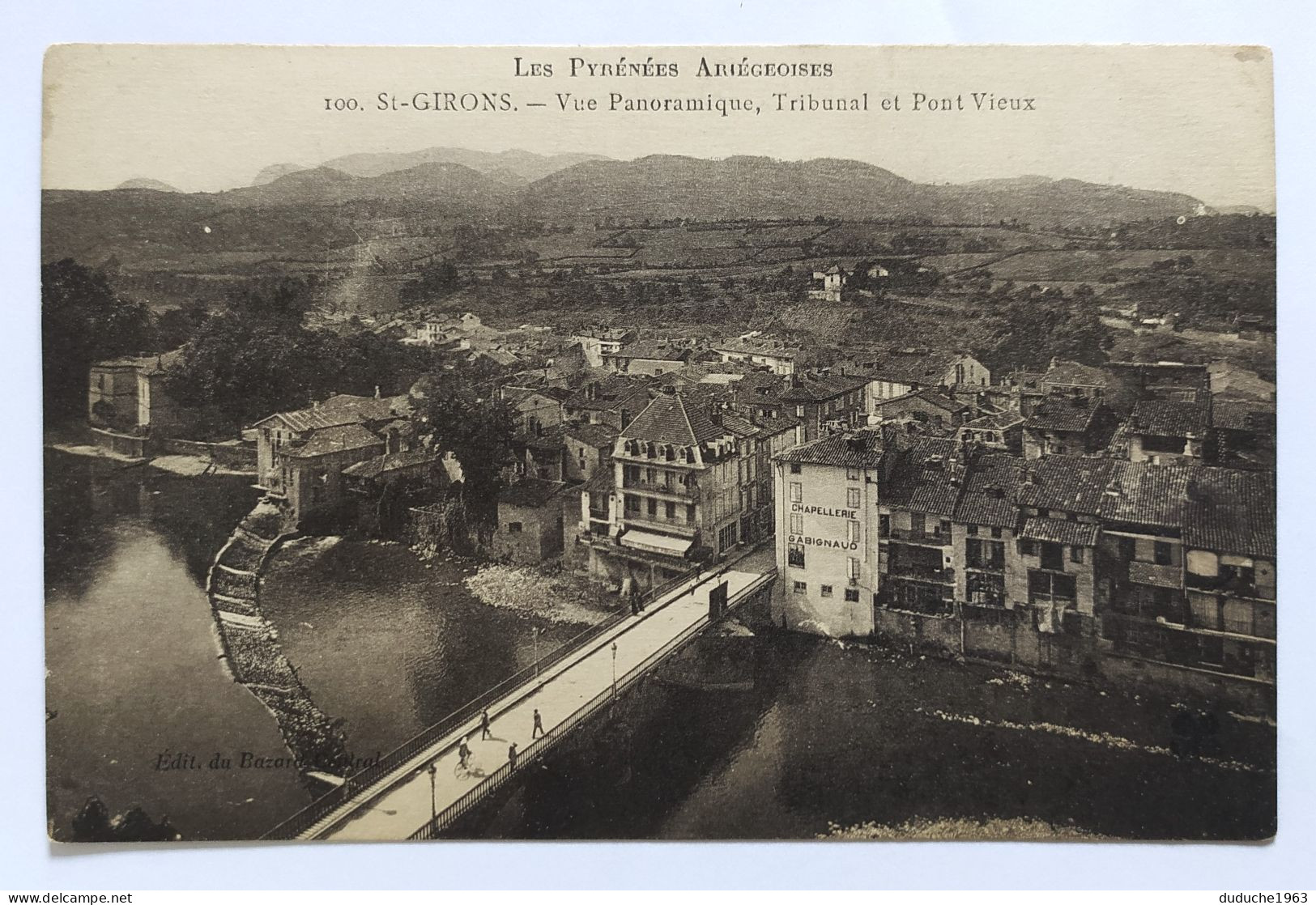 CPA . 09.Saint Girons. Vue Panoramique, Tribunal Et Pont Vieux - Saint-Emilion
