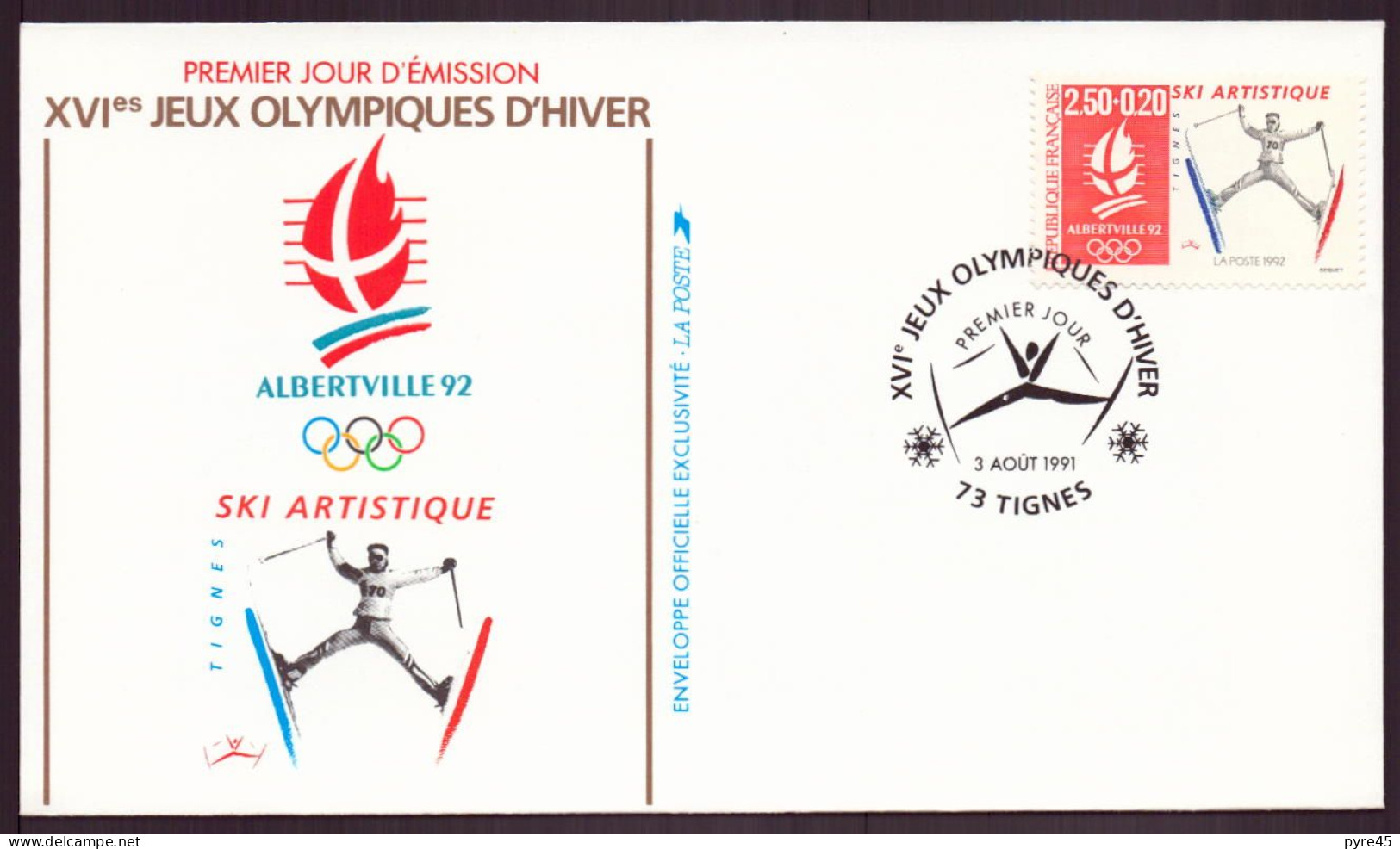 France, FDC, Enveloppe Du 3 Août 1991 à Tignes , Jeux Olympiques " Ski Acrobatique " - 1990-1999