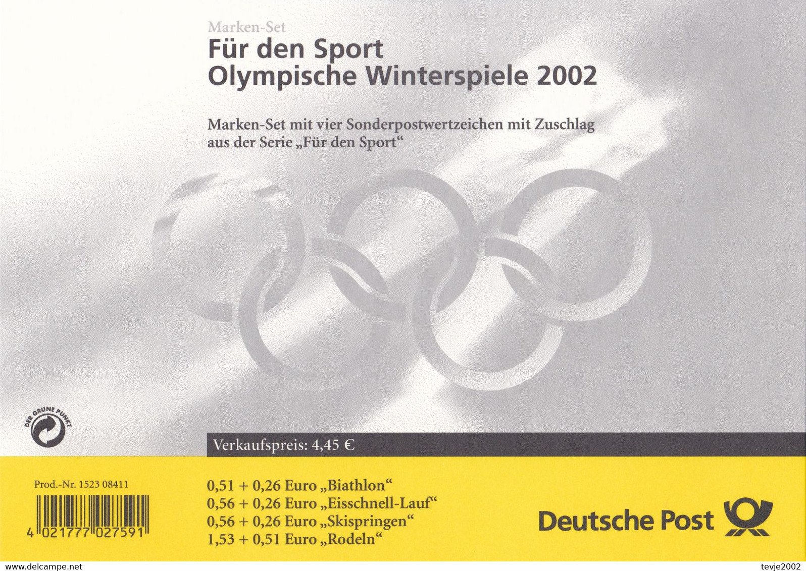 Bund 2002 - Mi.Nr. MH 47 - Markenheftchen Deutsche Sporthilfe - Postfrisch MNH - Frankaturwert: 3,16 € - 2001-2010