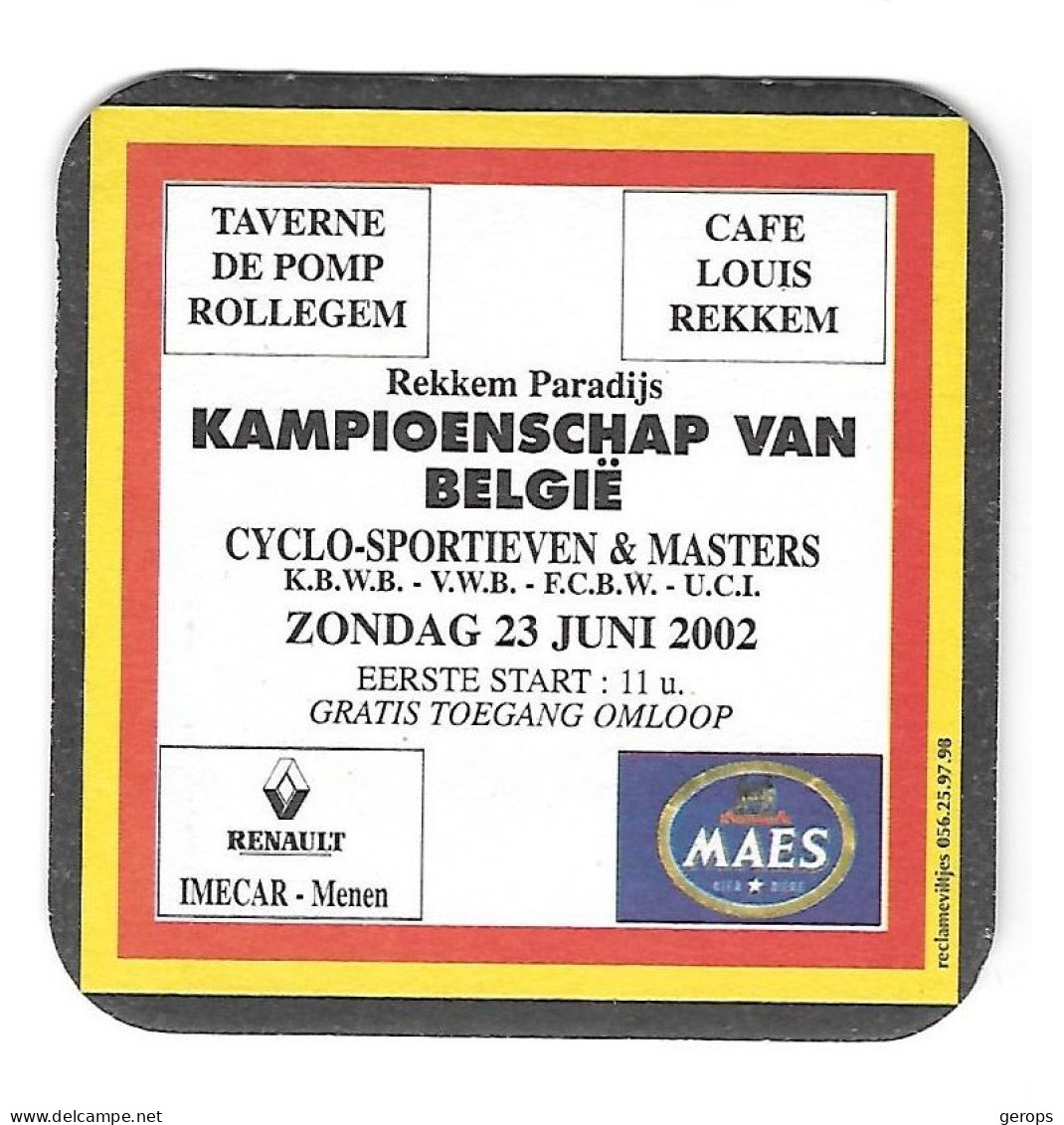 129a Brij. Maes Waarloos Rekkem Kamp. Van Belgie Cyclo-Sportieven 2002 - Bierdeckel