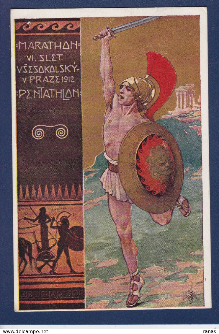 CPA Tchéquie Prague Praha Marathon Sport 1912 Force Beauté Circulée - Tchéquie