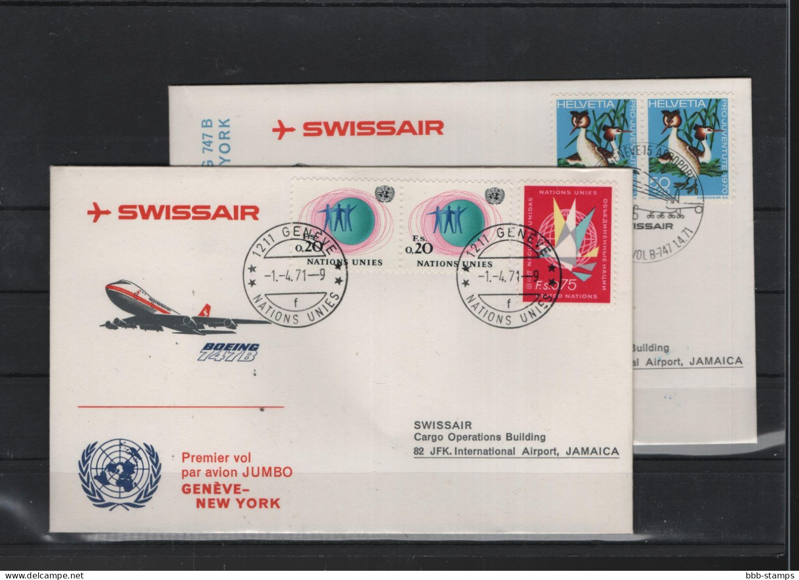 Schweiz Luftpost FFC Swissair 1.4.1971 Genf - New York VV - Eerste Vluchten