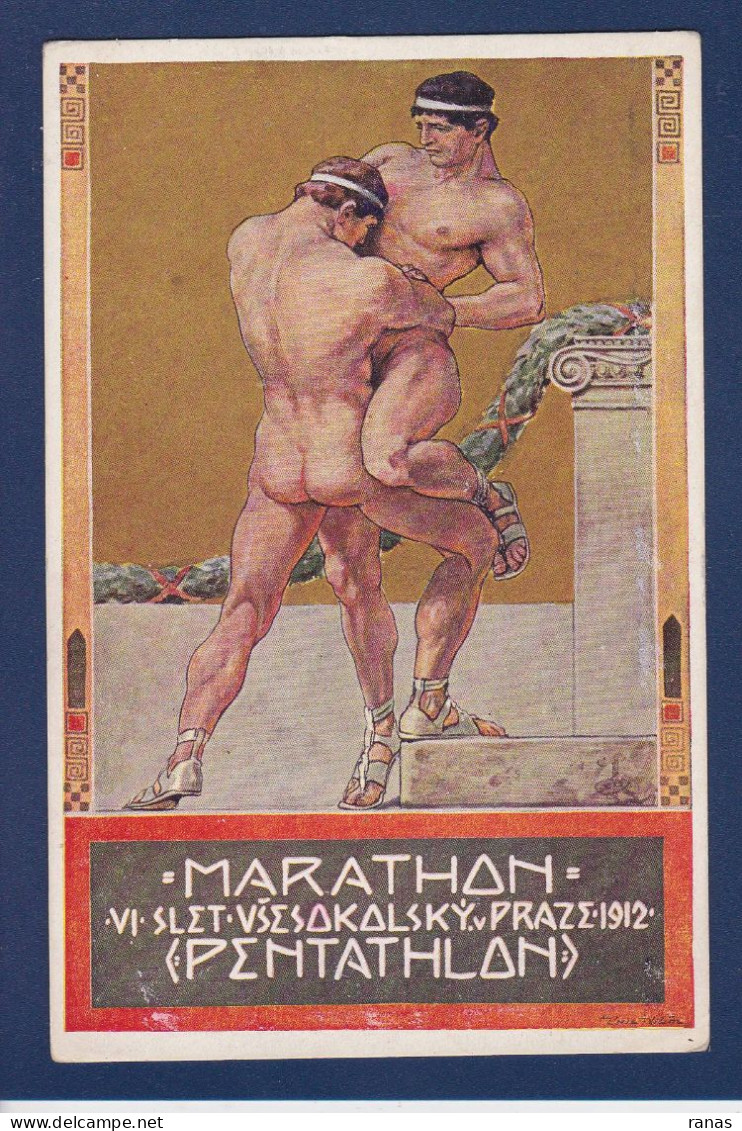 CPA Tchéquie Prague Praha Marathon Sport 1912 Force Beauté Non Circulée - Tchéquie