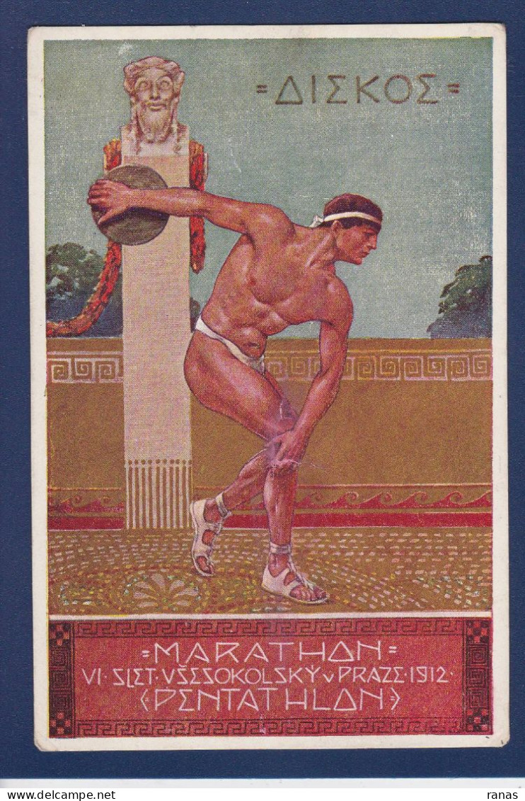 CPA Tchéquie Prague Praha Marathon Sport 1912 Force Beauté Non Circulée Signatures Autographes Au Dos - Tsjechië