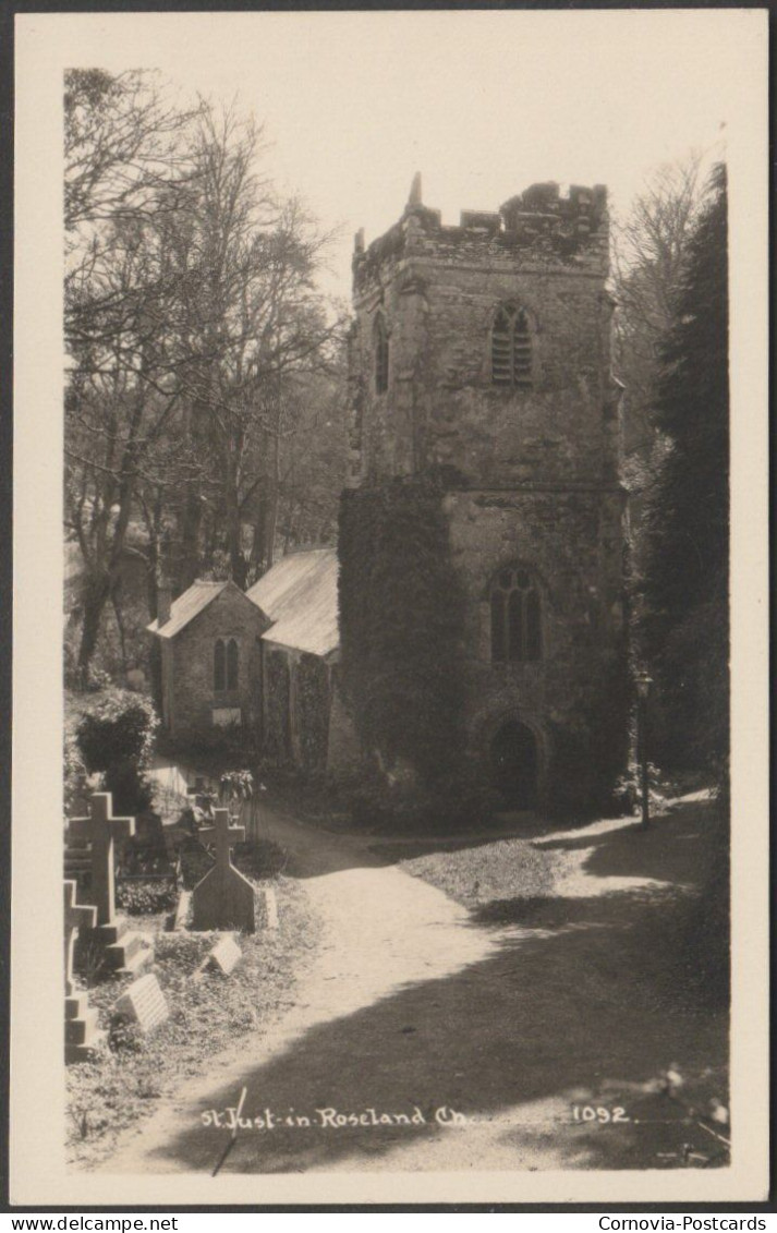 St Just In Roseland Church, Cornwall, C.1930 - Hawke RP Postcard - Andere & Zonder Classificatie