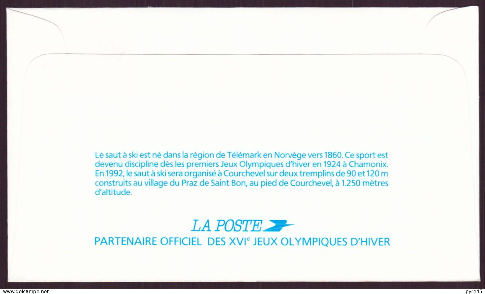France, FDC, Enveloppe Du 22 Décembre 1990 à Courchevel , Jeux Olympiques " Saut " - 1990-1999