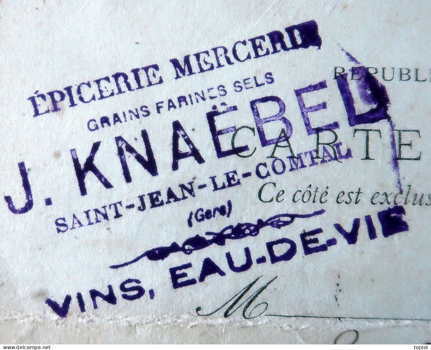 Carte Postale Entier 10c Type Sage - Repiquage "J.KNAEBEL  Saint Jean Le Comtal (Gers)" 1897 - Standard- Und TSC-AK (vor 1995)