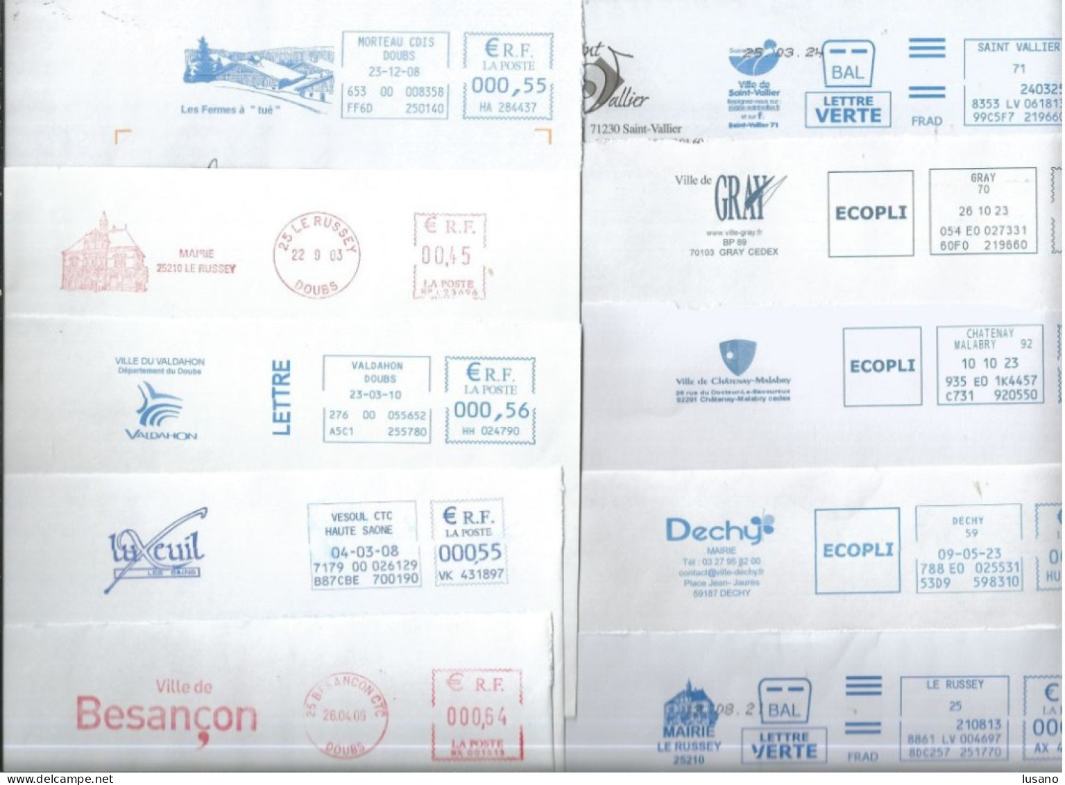 Lot De 10 Enveloppes Avec EMA De Mairies - EMA (Print Machine)