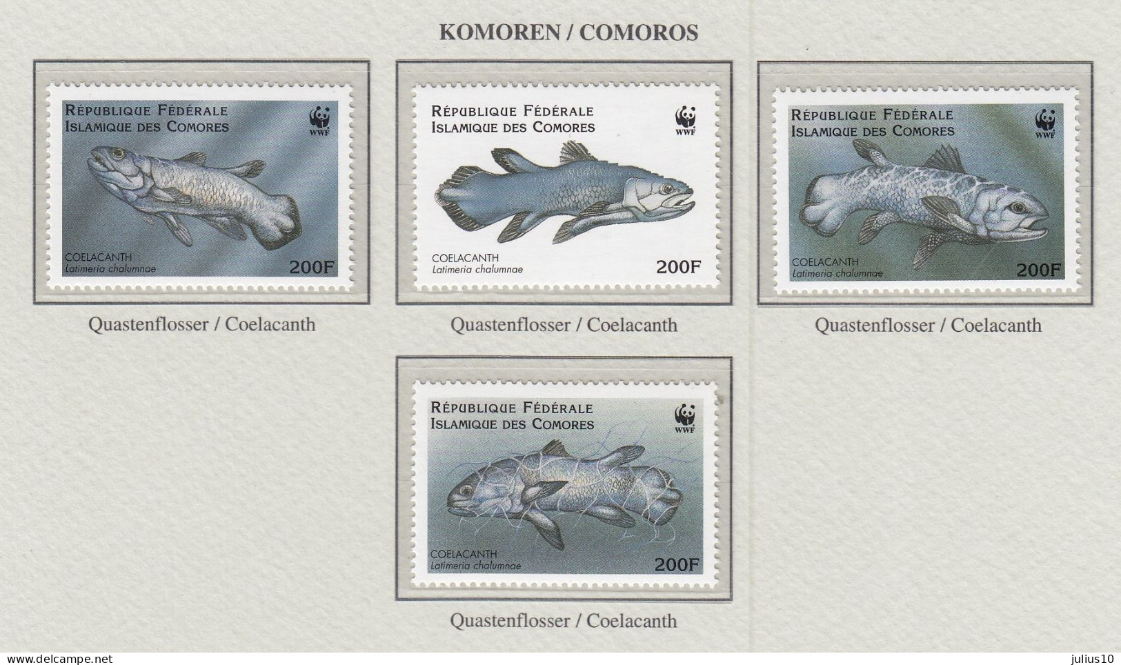 COMOROS 1998 WWF Marine Life Fish Mi 1261-64 NH(**) Fauna 587 - Peces