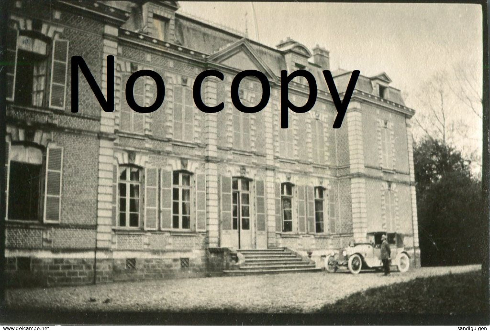 PHOTO FRANCAISE - AUTOMOBILE DEVANT LE CHATEAU DE WAVIGNIES PRES DE SAINT JUST EN CHAUSSEE OISE - GUERRE 1914 1918 - Guerre, Militaire