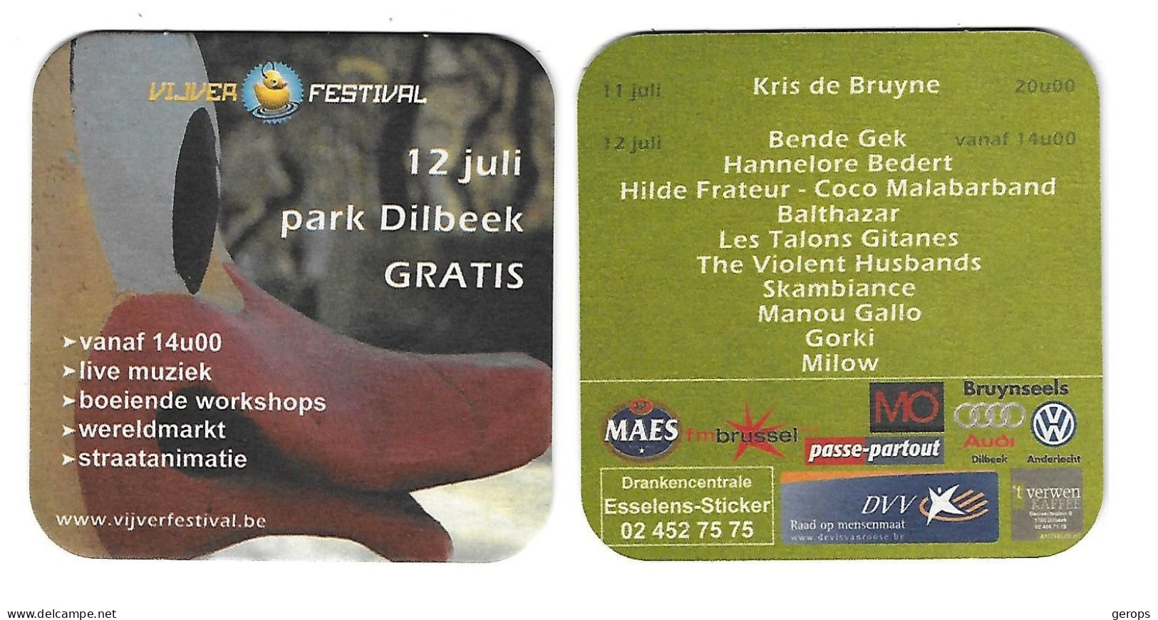 142aa Brij. Maes Waarloos Vijver Fest.Park Dilbeek 12 Juli Rv - Sous-bocks