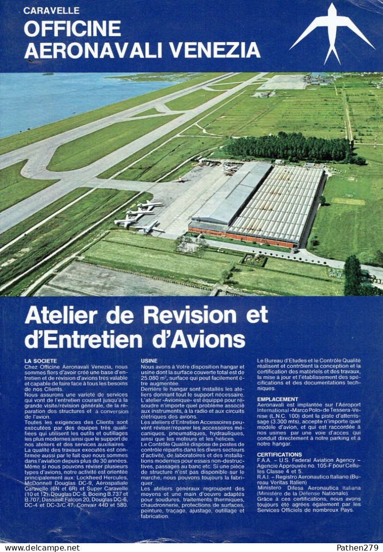 Fiche De Présentation Des Ateliers De Maintenance Aéronautique AERONAVALI VENEZIA Pour Caravelle En Italie - Andere & Zonder Classificatie