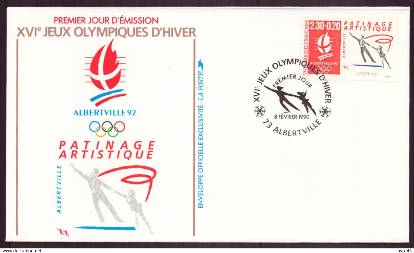 France, FDC, Enveloppe Du 8 Février 1990 , à Albertville , Jeux Olympiques " Patinage Artistique " - 1990-1999