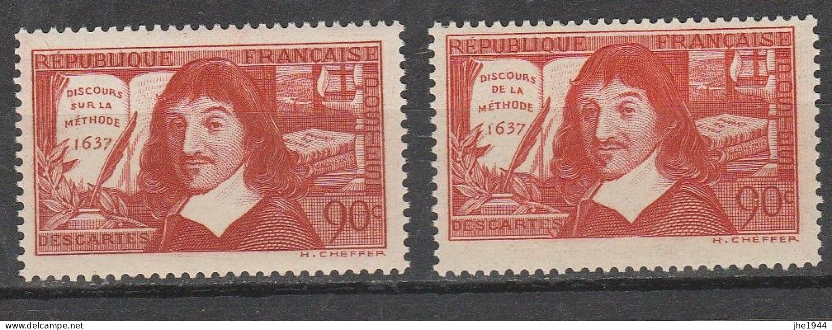 France N° 341 Et 342 ** Descartes, Discours De La Méthode - Unused Stamps