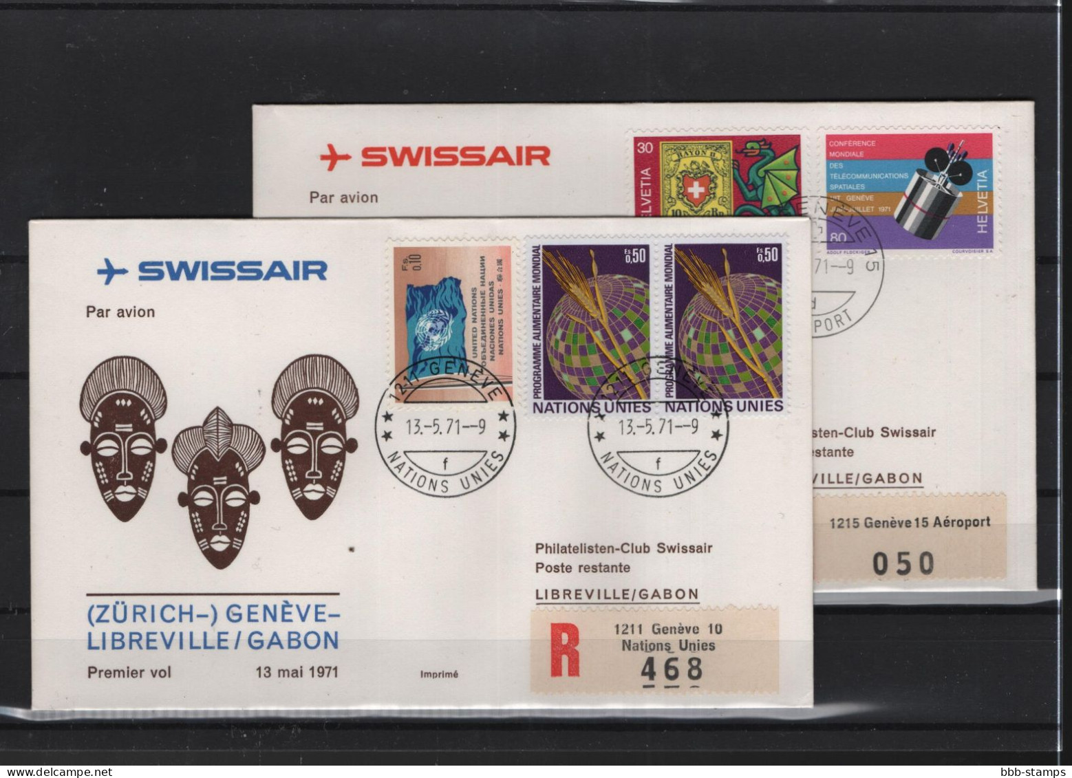 Schweiz Luftpost FFC Swissair 15.5.1971 Genf  Libreville VV - Primi Voli