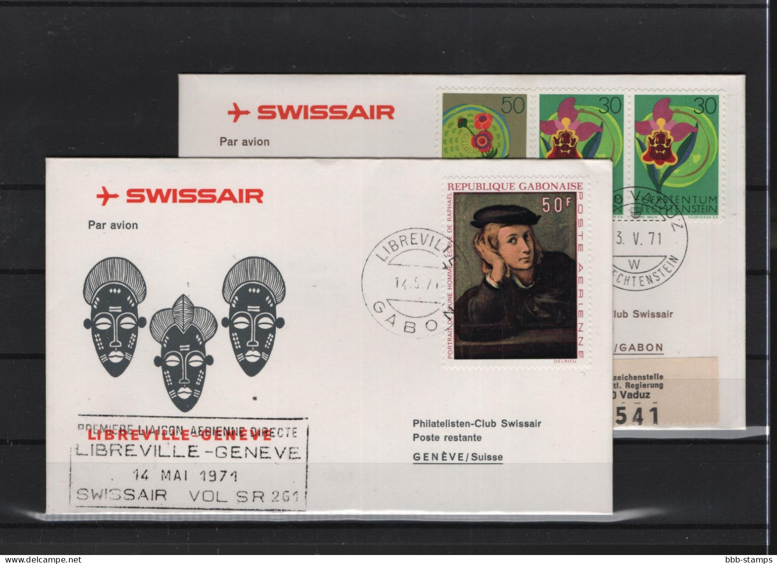 Schweiz Luftpost FFC Swissair 15.5.1971 Genf  Libreville VV - Eerste Vluchten
