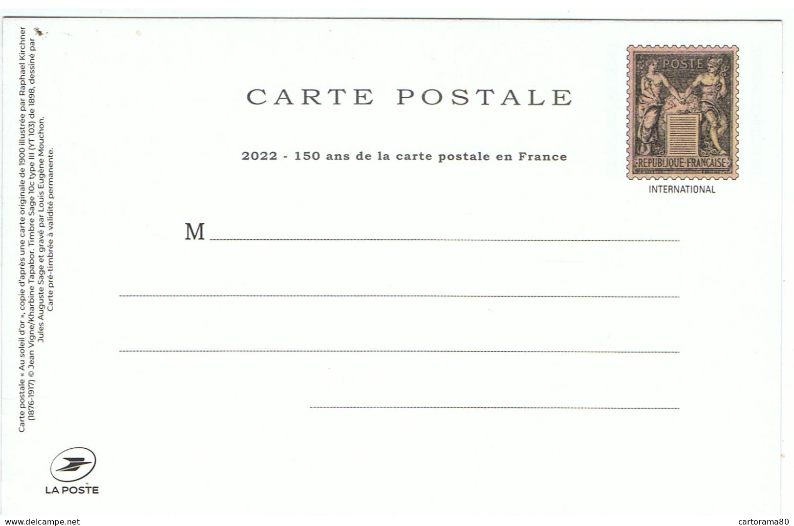 Entier Postal, " Au Soleil D'or " / Ill.Raphaël Kirchner ( REPRODUCTION ! ) - Prêts-à-poster: Other (1995-...)