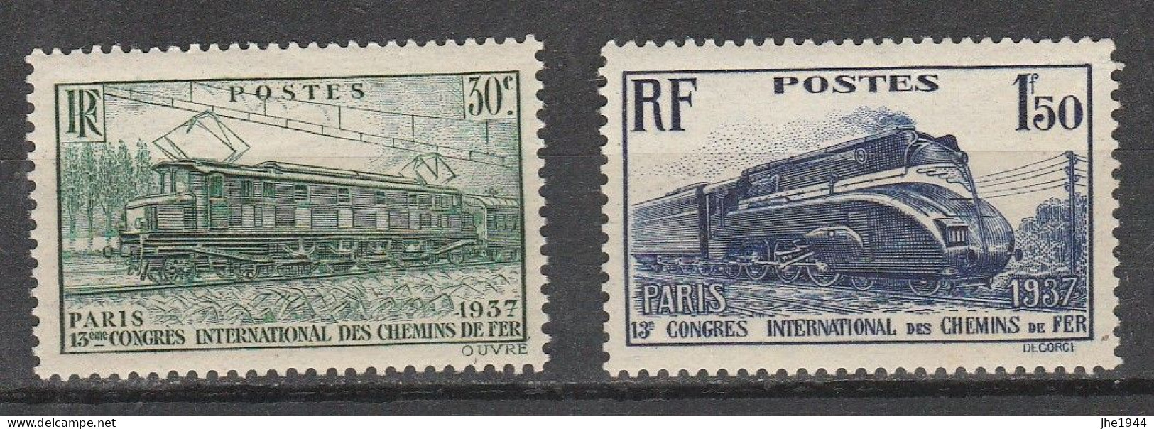 France N° 339 Et 340 ** Congrés Intern. Des Chemins De Fer - Unused Stamps