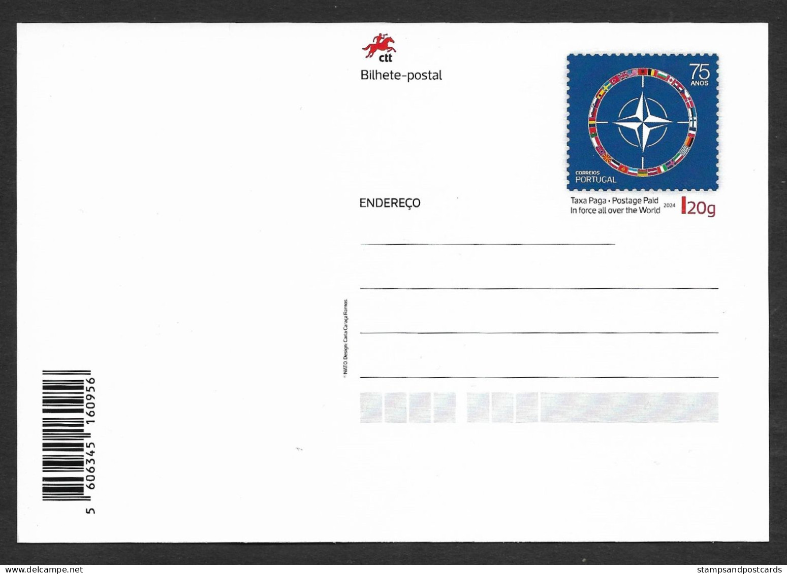 Portugal 2024 Carte Entier Postal 75 Ans OTAN Alliance Militaire Drapeaux Stationery NATO 75 Years Military Flags - NAVO