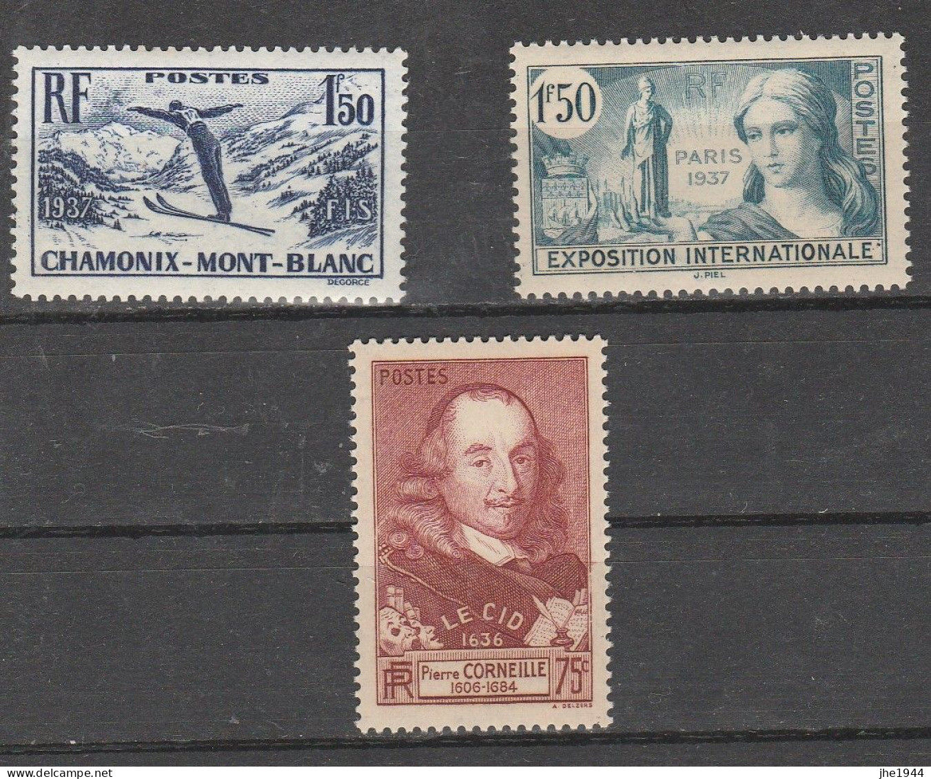 France N° 334 à 336 ** 3 Valeurs - Unused Stamps