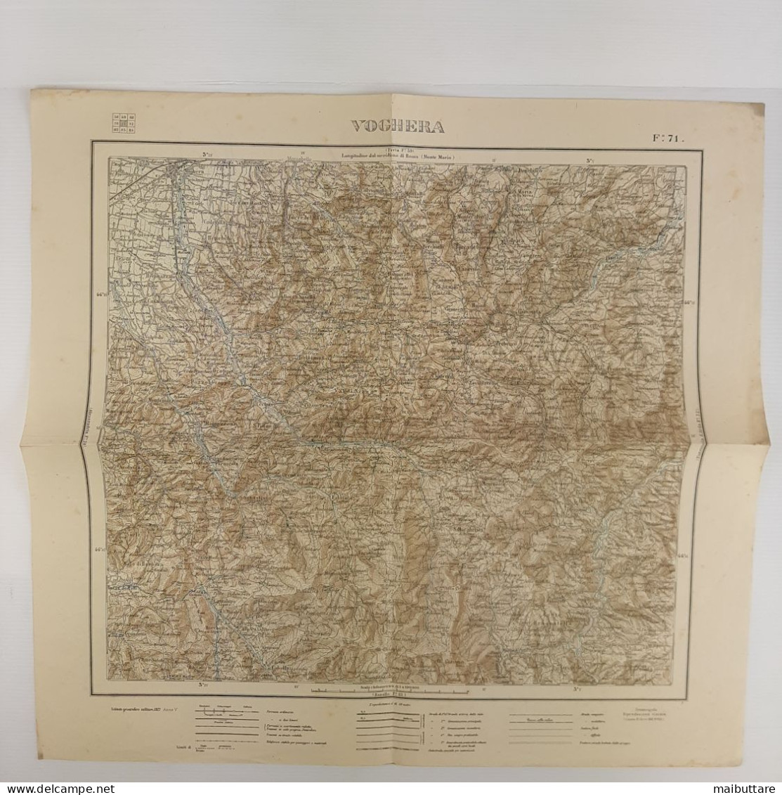 Carta Geografica Militare - Voghera - Scala 1 A 100.000 Istituto Geografico Militare 1927 Dimensioni  Cm. 50 X 48 - Cartes Géographiques