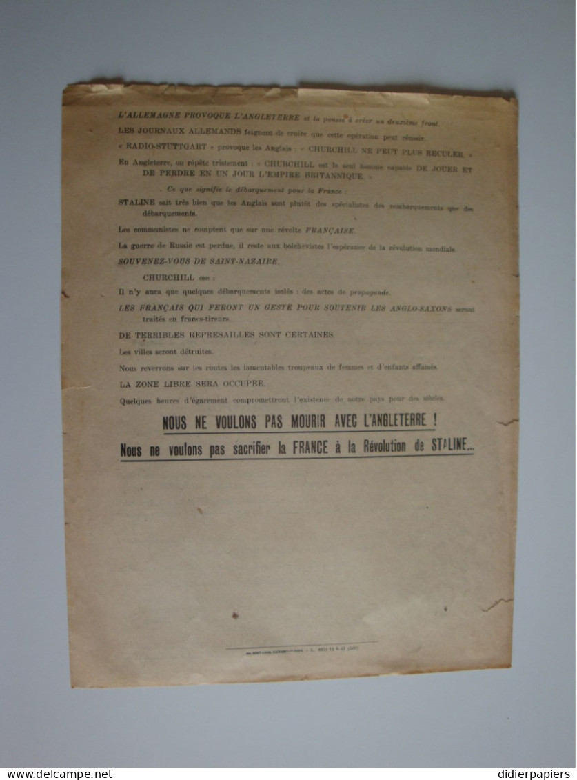 L'Espoir Français,Organe de Propagande Français Août 1942,Pétain,Laval