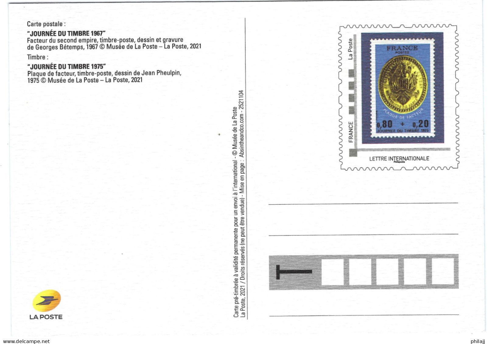 Carte Postale émise Par La Poste-Série "Journée Du Timbre "-reprise Du N°1516 (1968) -TVP N° 1838(1975) - PAP: Sonstige (1995-...)