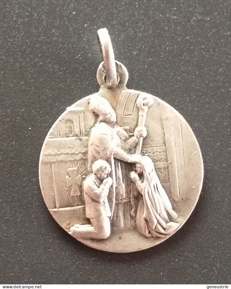 Pendentif Médaille Religieuse Début XXe Argent 800 "Souvenir De Communion" Religious Medal - Religion &  Esoterik