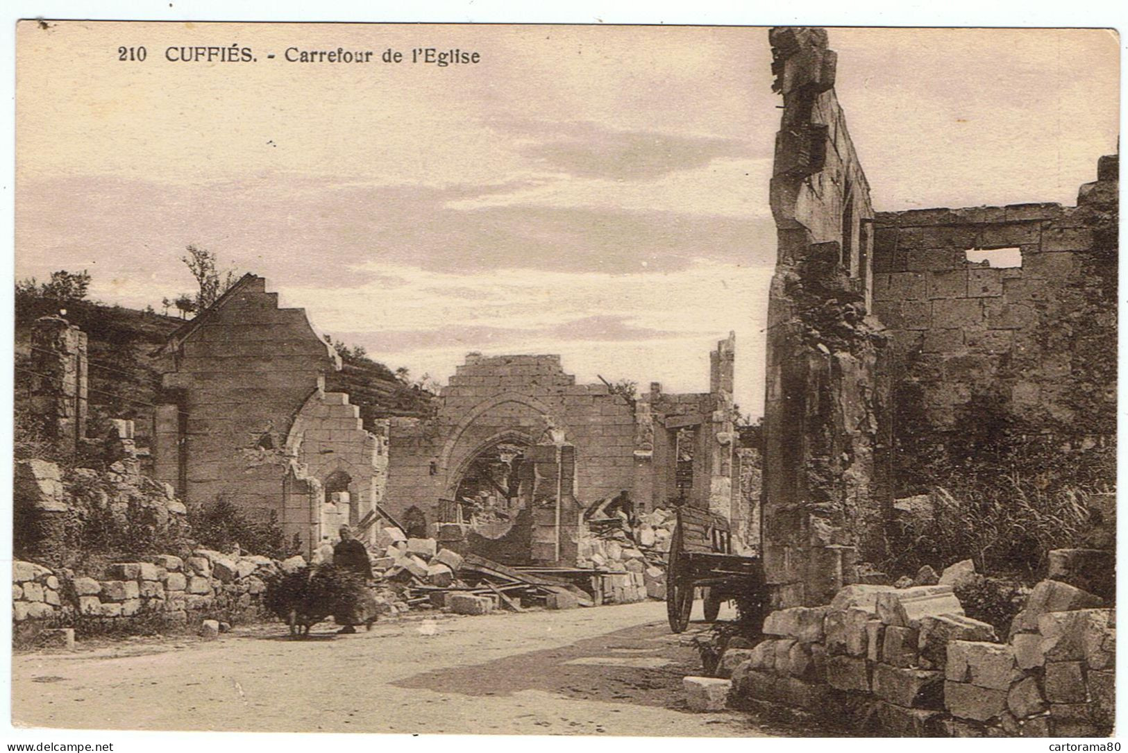 Cuffiés / Carrefour De L'Eglise / Destructions WW1 - Other & Unclassified
