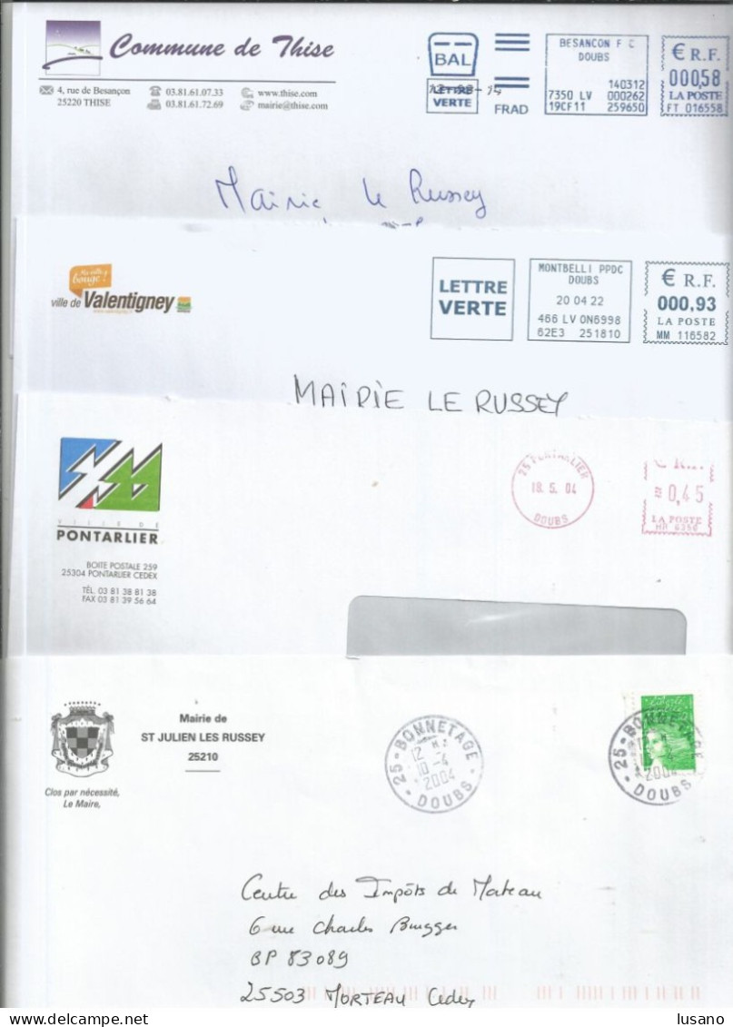 Lot De 15 Enveloppes Avec Entêtes De Mairies Du Doubs - Collections (without Album)