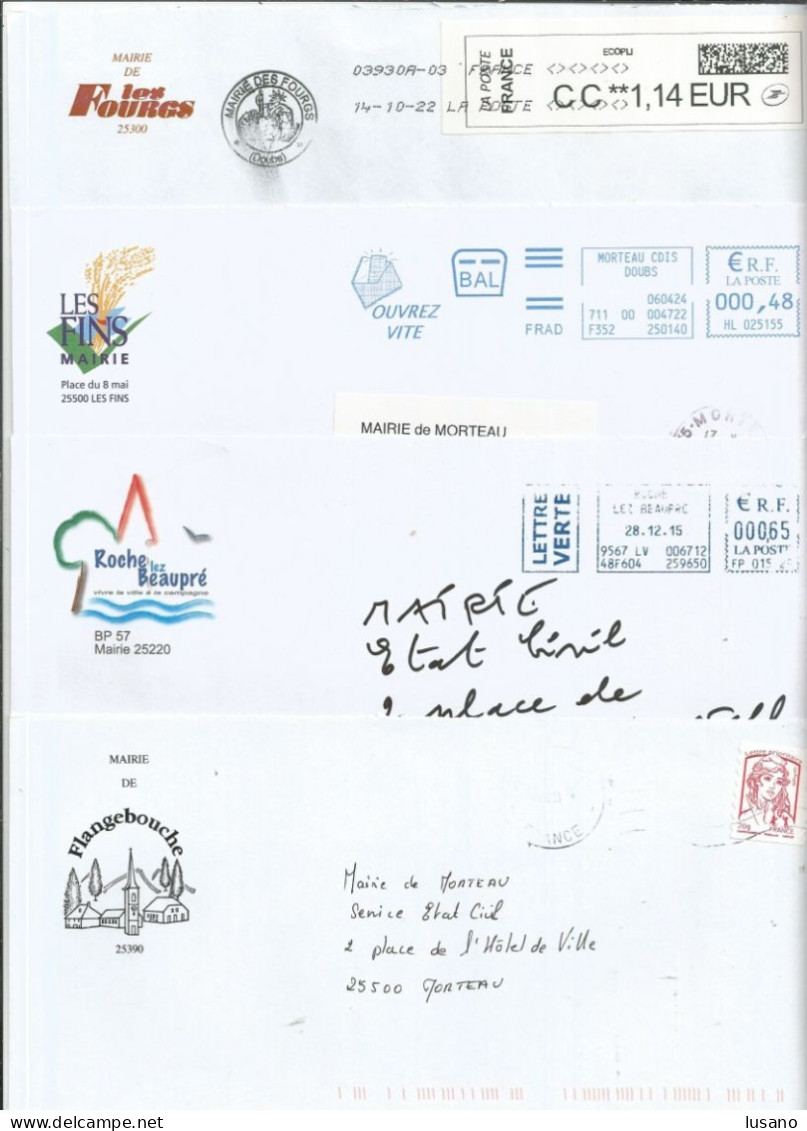 Lot De 15 Enveloppes Avec Entêtes De Mairies Du Doubs - Colecciones (sin álbumes)