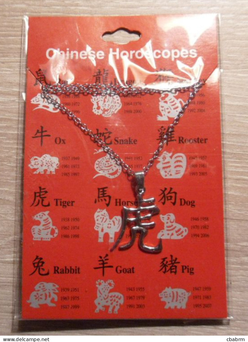 TIGRE Signe Chinois PENDENTIF AVEC PETITE CHAINETTE - HOROSCOPE - Pendentifs