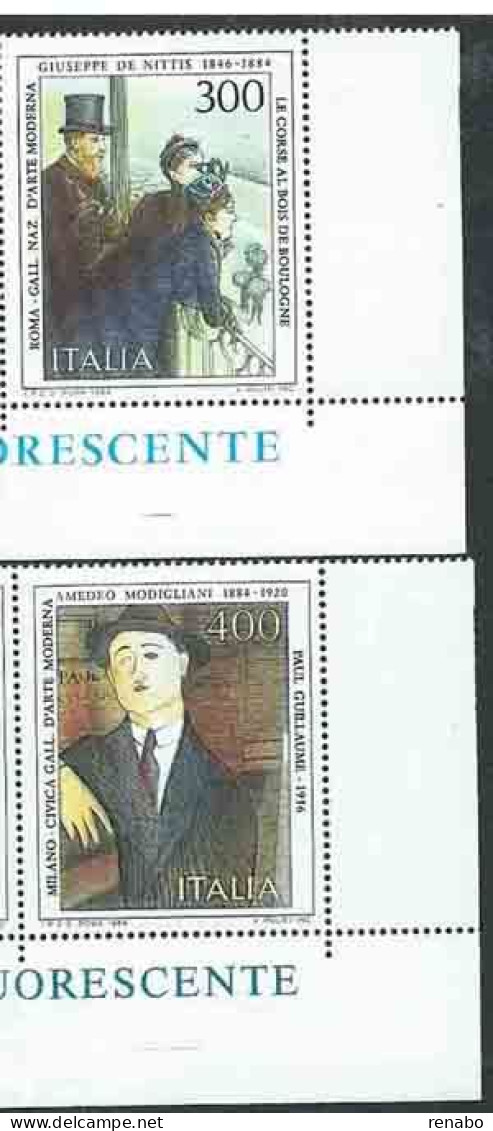 Italia, Italy, Italie, Italien 1984; Arte Italiana : Modigliani + De Nittis, Serie Completa. Angolo Inferiore Destro. - Impressionismo